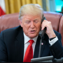 Trump at his desk on the phone