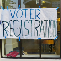 Voter registration sign