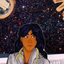 Woman with night sky