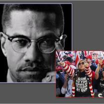 Malcolm X and person wearing red, white and blue
