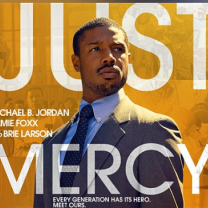 Just Mercy logo and black man