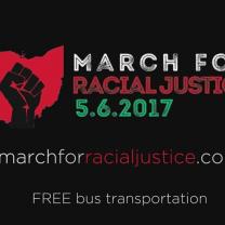 Fist and state of Ohio with words March for Racial Justice