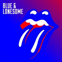 Blue version of Rolling Stones logo with words blue and lonesome