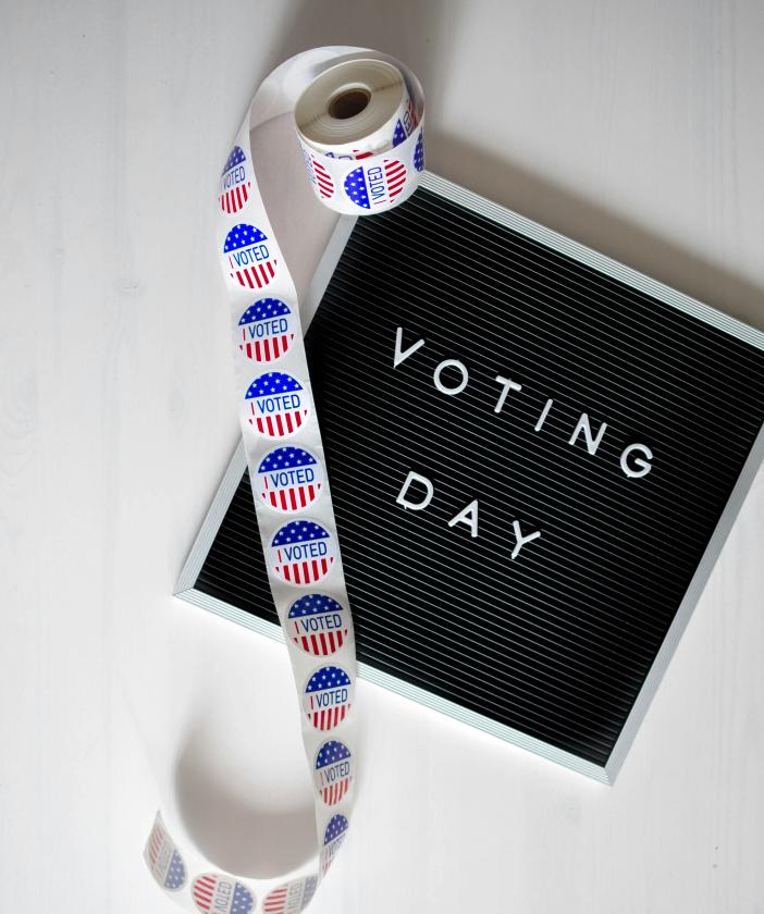 Voting day sign