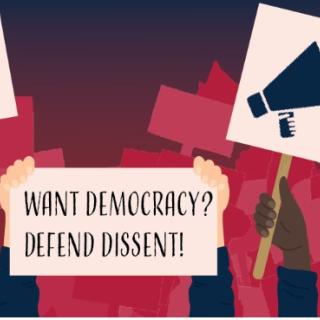 Want Democracy? Defend Dissent sign
