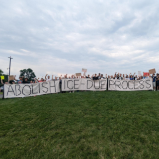 Banner saying Abolish ICE 