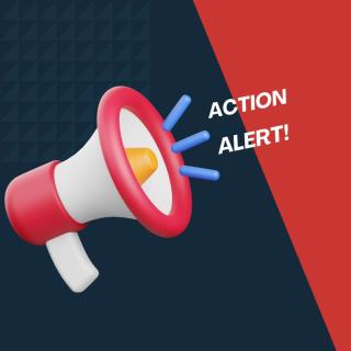 Action alert with bullhorn