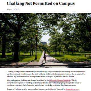 Article about OSU decision to ban chalking on campus