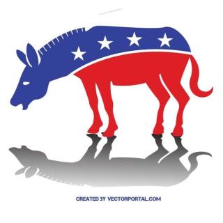 Red white and blue donkey
