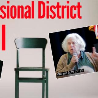 Empty chair and Mary Jo Kilroy