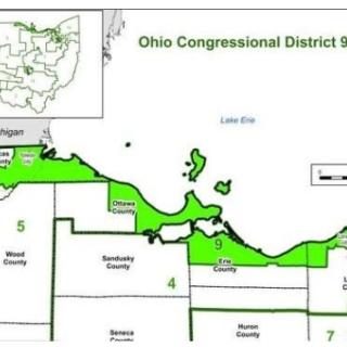 Map of gerrymandered district in northern Ohio