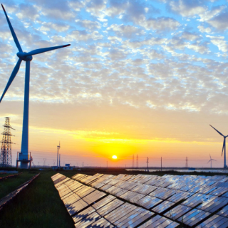 Wind turbine and solar panels