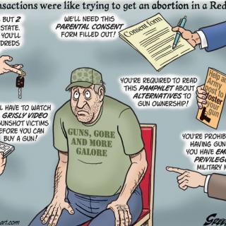 Comic about abortion rules applied to gun ownership
