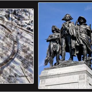 Map of mound and statue