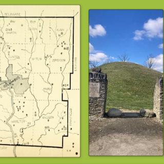 Map and photo of mound