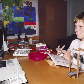 Boy at a desk gaming