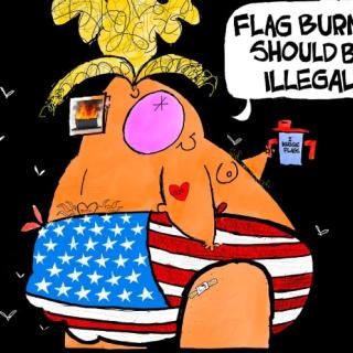 Comic of Trump in US flag diaper