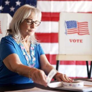 Older white woman voting