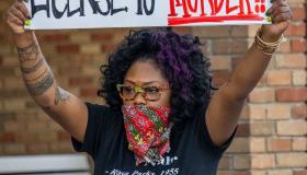 Woman protesting police violence