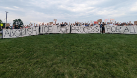 Banner saying Abolish ICE 