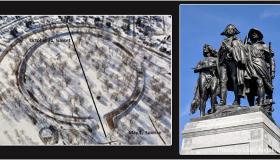 Map of mound and statue